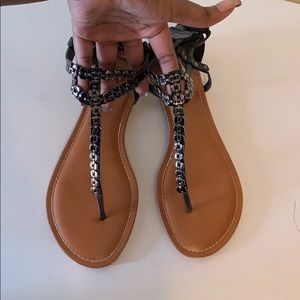 Charcoal and black sandals